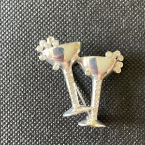 Vintage Silver Tone Martini Glass Brooche